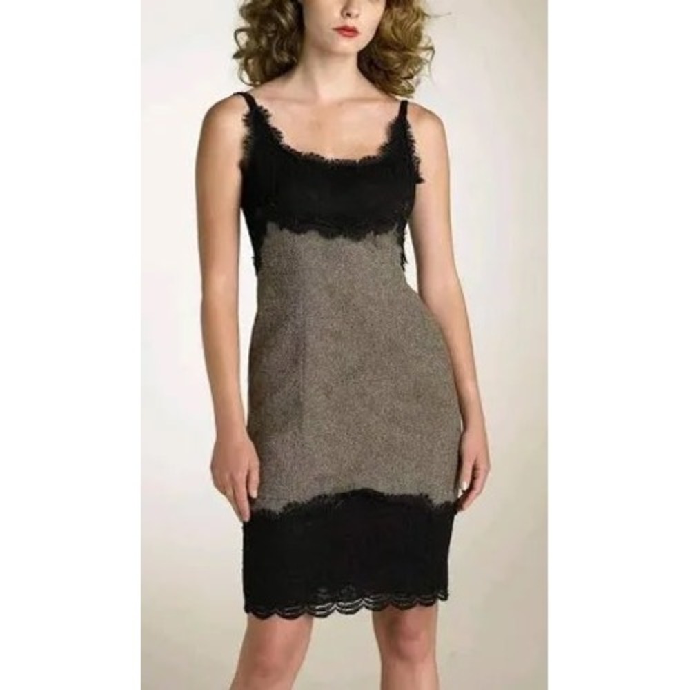 Diane Von Furstenberg Olivette Tweed and Lace‎ Wool and Silk Dress Size 0